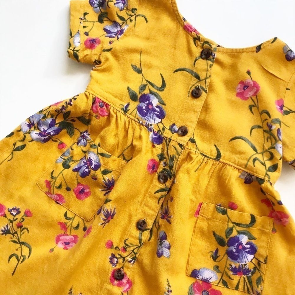 Old Navy yellow floral button down dress GUC 2T - Picture 2 of 3